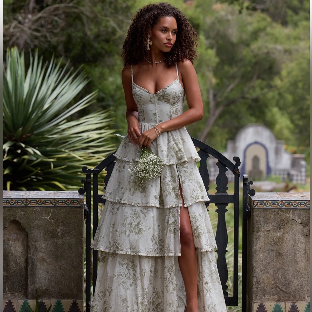 V. CHAPMAN CATERINA CORSET RUFFLE DRESS